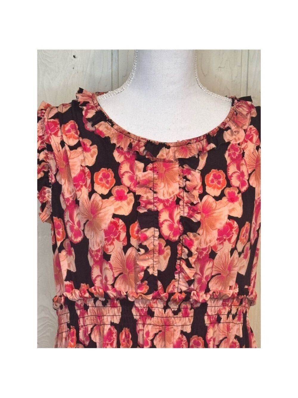 Argenti Dress Size 8 Black Pink Floral